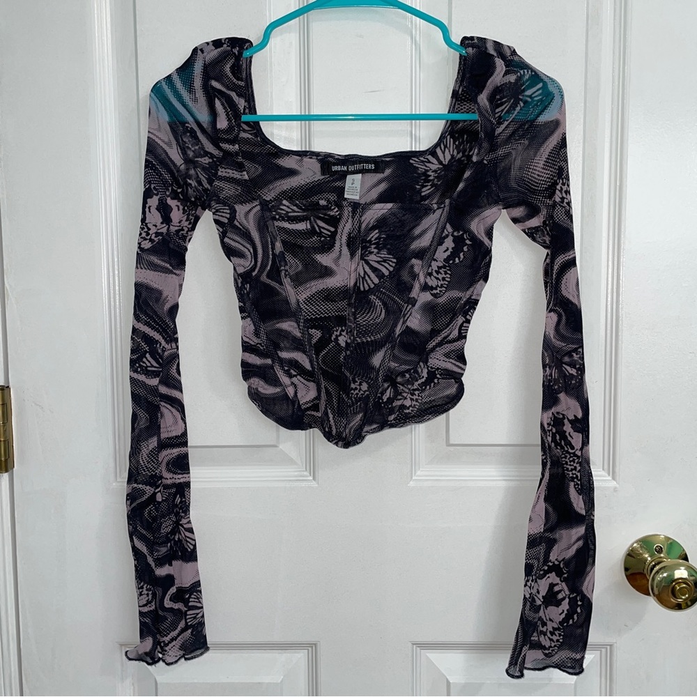 SOLD ELSEWHERE Long sleeve urban mesh crop top